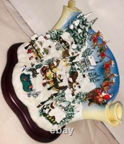 Christmas Village Sculpture Decoration Lights Music Artist Santa Sleigh Reindeer