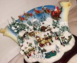 Christmas Village Sculpture Decoration Lights Music Artist Santa Sleigh Reindeer