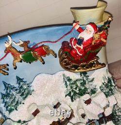 Christmas Village Sculpture Decoration Lights Music Artist Santa Sleigh Reindeer