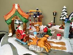 Christmas Wonderland Moving-Santa Sleigh, Elves & Reindeer 18 Inch Display MIB