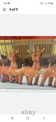 Christmas Yard Decor Inflatable Lighted Santa and Sleigh 16ft Reindeer Holiday