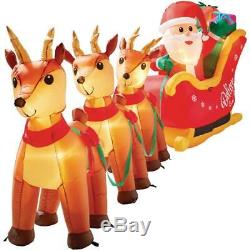 Christmas Yard Inflatables Santa Sleigh Reindeer Inflate Blow Up XMas Decoration