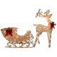 Christmas Yard Ornament Prelit Reindeer Santas Sleigh Outdoor Decor Freestanding