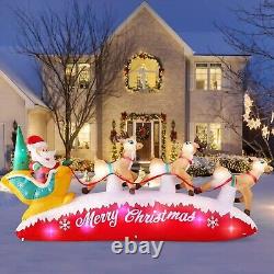 Christmas inflatable Santa Claus sled 3reindeer builtin colored LED 10 foot deco
