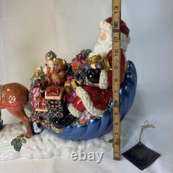 Christopher Radko Christmas Santa Sleigh withReindeer Cookie Jar Vintage READ