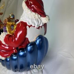 Christopher Radko Christmas Santa Sleigh withReindeer Cookie Jar Vintage READ