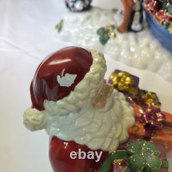Christopher Radko Christmas Santa Sleigh withReindeer Cookie Jar Vintage READ