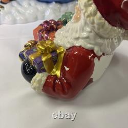 Christopher Radko Christmas Santa Sleigh withReindeer Cookie Jar Vintage READ