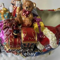 Christopher Radko Christmas Santa Sleigh withReindeer Cookie Jar Vintage READ