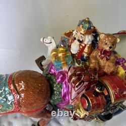 Christopher Radko Christmas Santa Sleigh withReindeer Cookie Jar Vintage READ