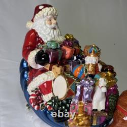Christopher Radko Christmas Santa Sleigh withReindeer Cookie Jar Vintage READ