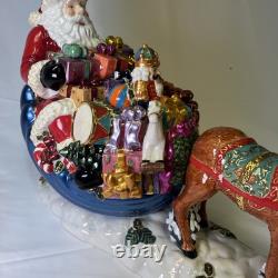 Christopher Radko Christmas Santa Sleigh withReindeer Cookie Jar Vintage READ