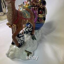 Christopher Radko Christmas Santa Sleigh withReindeer Cookie Jar Vintage READ