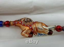 Christopher Radko Garland Dash Away All Santa Sleigh Reindeer Red Blue Retired
