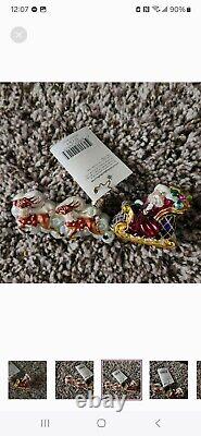 Christopher Radko New Santa Sleigh Reindeer Christmas Night Holiday Cheer Blown