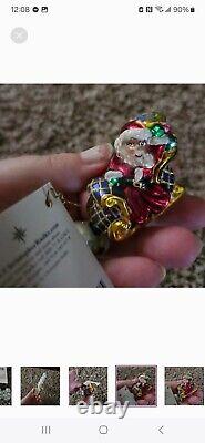 Christopher Radko New Santa Sleigh Reindeer Christmas Night Holiday Cheer Blown