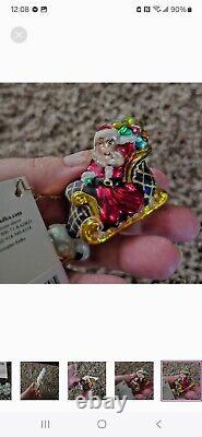 Christopher Radko New Santa Sleigh Reindeer Christmas Night Holiday Cheer Blown