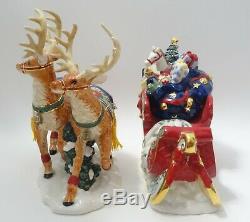 Christopher Radko Santa Sleigh & Reindeer 2 Piece Porcelain Figurine Christmas