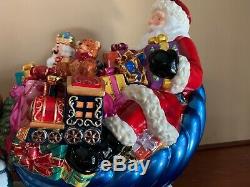 Christopher Radko Santa Sleigh Reindeer Porcelain Figurine Christmas Cookie Jar