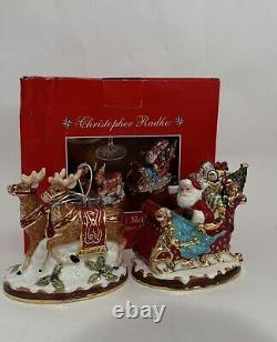 Christopher Radko Sumptuous Sleighful Santa Sleigh Reindeer Salt Pepper Shakers