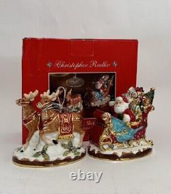 Christopher Radko Sumptuous Sleighful Santa Sleigh Reindeer Salt Pepper Shakers