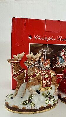 Christopher Radko Sumptuous Sleighful Santa Sleigh Reindeer Salt Pepper Shakers