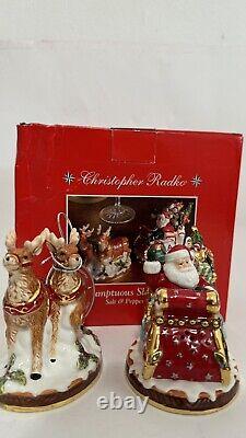 Christopher Radko Sumptuous Sleighful Santa Sleigh Reindeer Salt Pepper Shakers