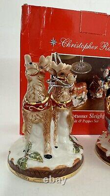 Christopher Radko Sumptuous Sleighful Santa Sleigh Reindeer Salt Pepper Shakers