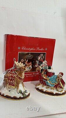 Christopher Radko Sumptuous Sleighful Santa Sleigh Reindeer Salt Pepper Shakers