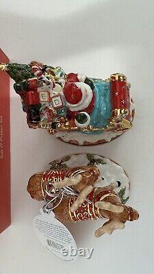 Christopher Radko Sumptuous Sleighful Santa Sleigh Reindeer Salt Pepper Shakers