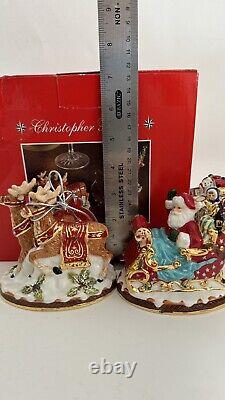 Christopher Radko Sumptuous Sleighful Santa Sleigh Reindeer Salt Pepper Shakers