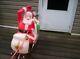Collectible Blow Mold Santa Sleigh Reindeer Yard Display Works Great! U. S. A