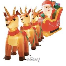 Colossal 14 ft Airblown Inflatable Believe Santa Sleigh Reindeer Lighted Yard