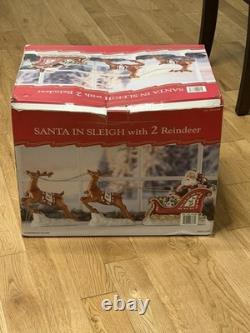 Costco Santa In Sleigh With 2 Reindeer Large Christmas Decor
