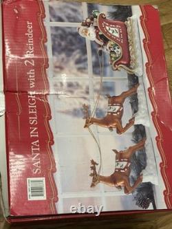 Costco Santa In Sleigh With 2 Reindeer Large Christmas Decor