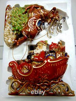 Costco Santa in Sleigh with Reindeer Vintage Ceramic