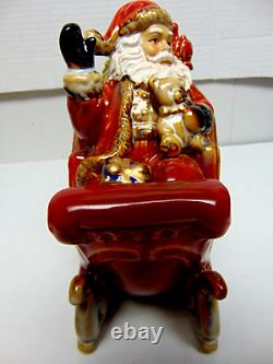 Costco Santa in Sleigh with Reindeer Vintage Ceramic