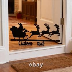 Custom Metal Wall Art, Santa Sleigh and Reindeer, Large Christmas Decor