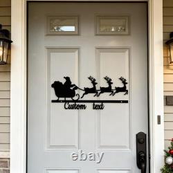 Custom Metal Wall Art, Santa Sleigh and Reindeer, Large Christmas Decor