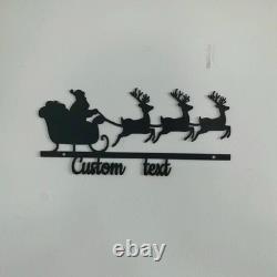 Custom Metal Wall Art, Santa Sleigh and Reindeer, Large Christmas Decor