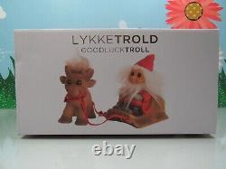 DAM SANTA TROLL IN SLEIGH WITH TWO REINDEER NEW IN BOXES Made in Denmark