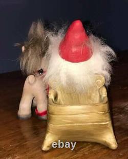 DAM Santa, Sleigh, Brave Reindeer Troll Doll Set, NIB, Free Ship from Denmark