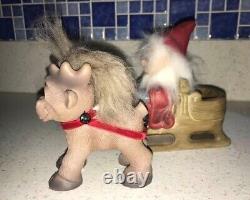 DAM TROLL DOLL SET, Santa / Sleigh / Reindeer, Brand New, Free Ship from Denmark