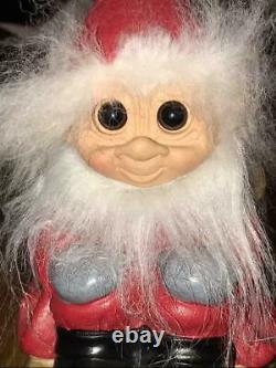 Dam Christmas Santa, Sleigh, And Reindeer Troll Doll Set New In Box, Free Ship