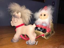 Dam Troll Doll Santa Set with Sleigh and Reindeer, New but Open Box, Free Ship