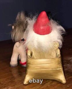Dam Troll Doll Santa Set with Sleigh and Reindeer, New but Open Box, Free Ship