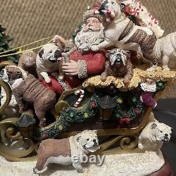 Danbury Mint Christmas Bulldogs Santa Sleigh Reindeer Tree RARE Vintage 18 Dogs