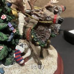 Danbury Mint Christmas Bulldogs Santa Sleigh Reindeer Tree RARE Vintage 18 Dogs