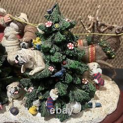 Danbury Mint Christmas Bulldogs Santa Sleigh Reindeer Tree RARE Vintage 18 Dogs