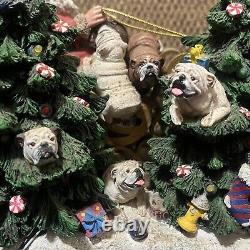 Danbury Mint Christmas Bulldogs Santa Sleigh Reindeer Tree RARE Vintage 18 Dogs